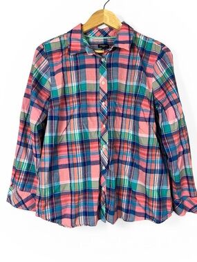 Talbot’s Cotton Plaid Summer Button-Up Shirt